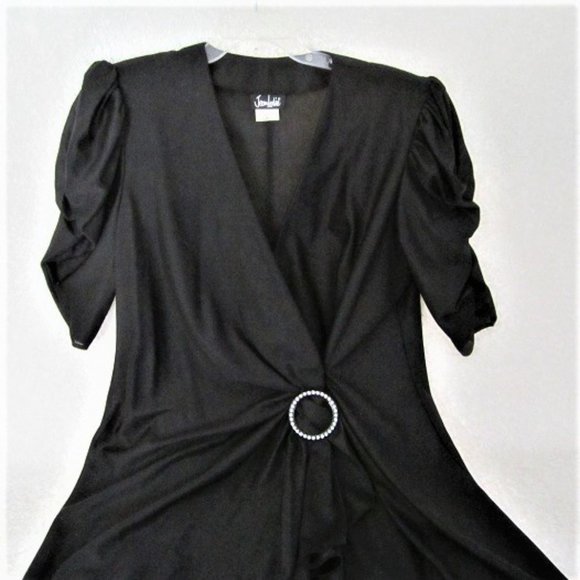 Jean Leslie Dresses & Skirts - Rhinestone Buckle Wrap Dress Black Formal size 20W